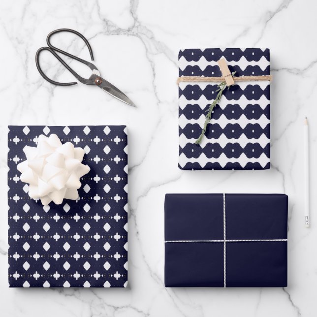 Geometric Wrapping Paper Flat Sheet Set of 3 (Front)