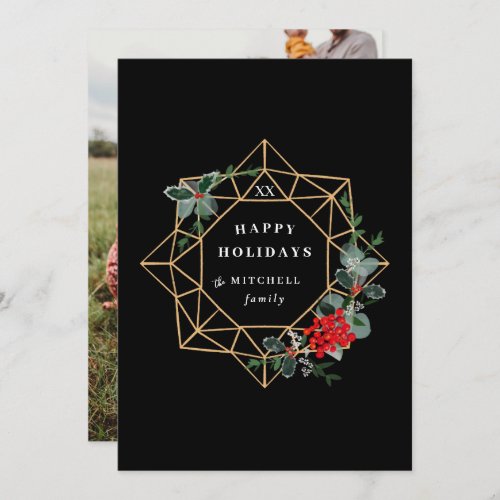 Geometric Wreath Illustration Family Holiday Invitation