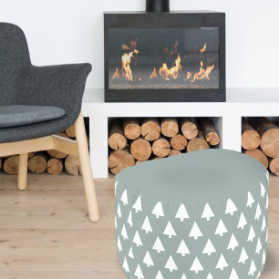 Geometric Xmas Tree Pattern   Minimal Sage Green Pouf