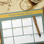 Geometric Yellow & Blue Custom Weekly Planner Notepad<br><div class="desc">This stylish weekly planner has space for your daily notes, a to-do-list, a general notes section and a doodle corner. That said, the template is set up ready for you to customize any of the section headings to suit your needs (such as ie, goals, gratitude, appointments etc). If you wish,...</div>