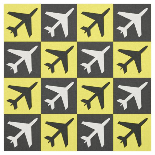 Geometric Yellow Flying Jets Airplane Fabric