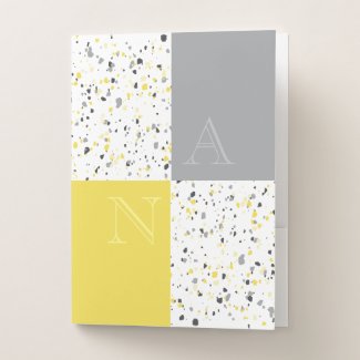 Geometric Yellow Grey Terrazzo with Monogram