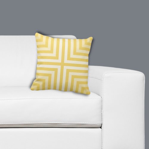 Geometric Yellow Nested Box Pattern Throw Pillow