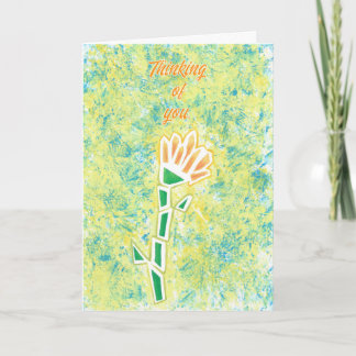 Geometric yellow orange flower Thinking of you Card