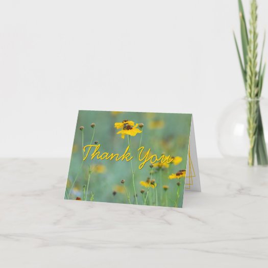 Geometric Yellow Wildflower Photograph Custom  Thank You Card
