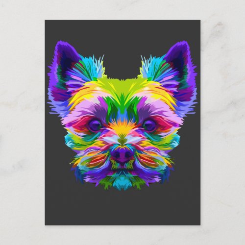 Geometric Yorkshire Terrier Yorkie Art Animal Love Postcard
