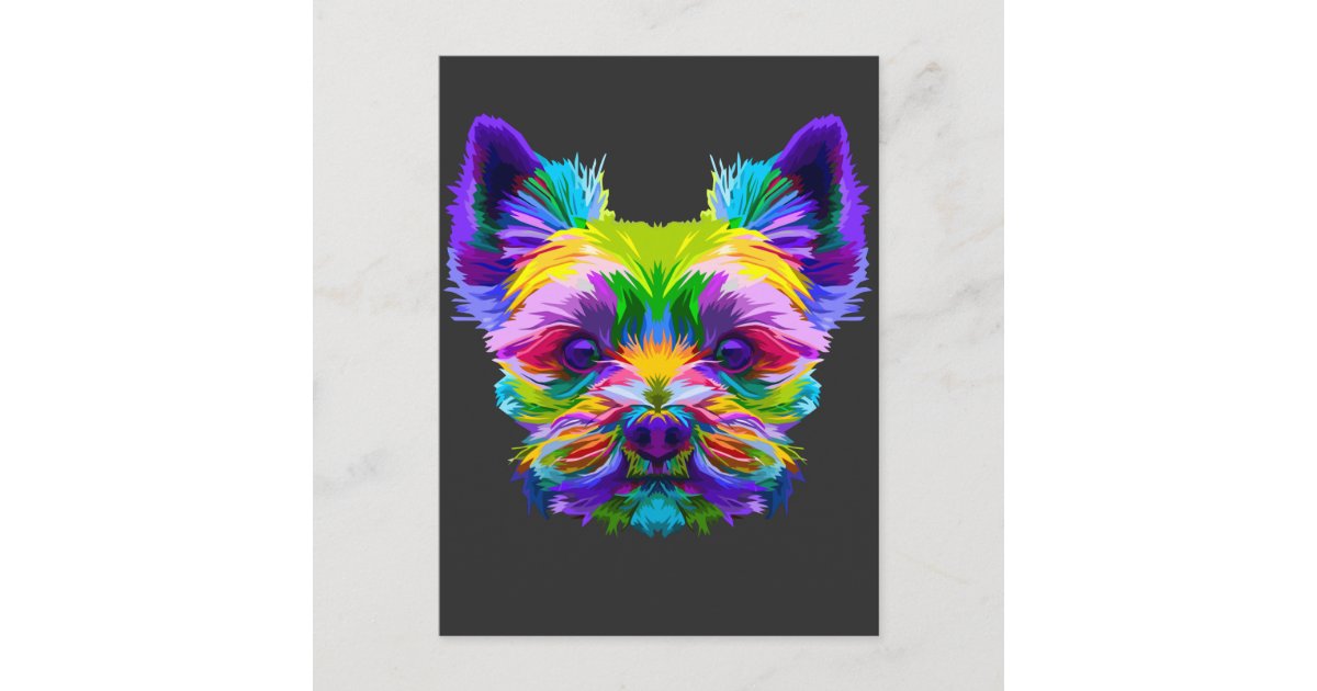 Geometric Yorkshire Terrier Yorkie Art Animal Love Postcard | Zazzle
