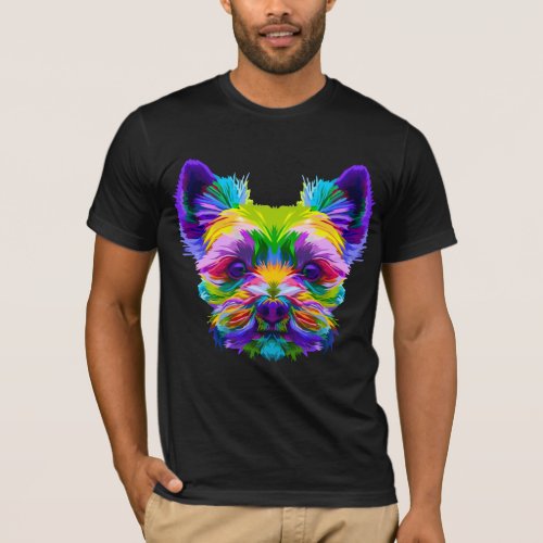 Geometric Yorkshire Terrier Yorkie Art Animal Love T_Shirt