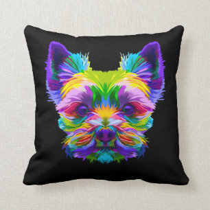 Geometric Yorkshire Terrier Yorkie Art Animal Love Throw Pillow