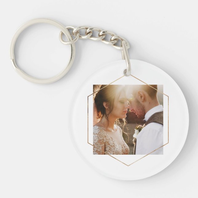 Geometric | Your Personal Photo with Gold Keychain (Front)