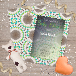 Geometric Zigzag Gender Neutral Baby Shower Invitation