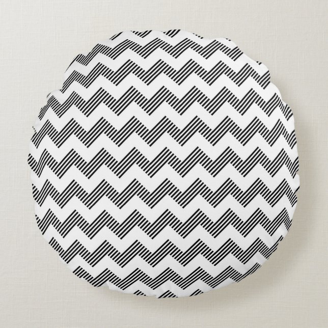 Geometric zigzag pattern 2 round pillow (Front)