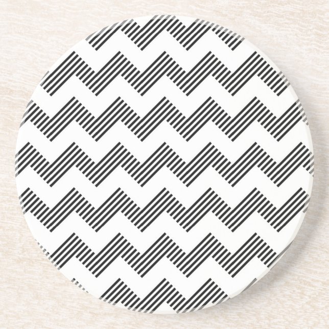 Geometric zigzag pattern sandstone coaster (Front)