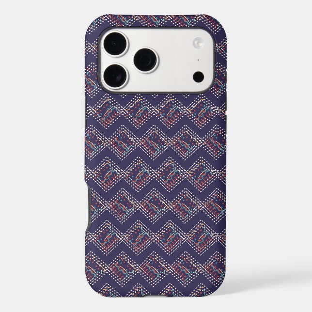 Geometric Zigzag Stitch Pattern Iphone Case (Back)