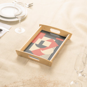Geometrical abstract art deco mash-up serving tray