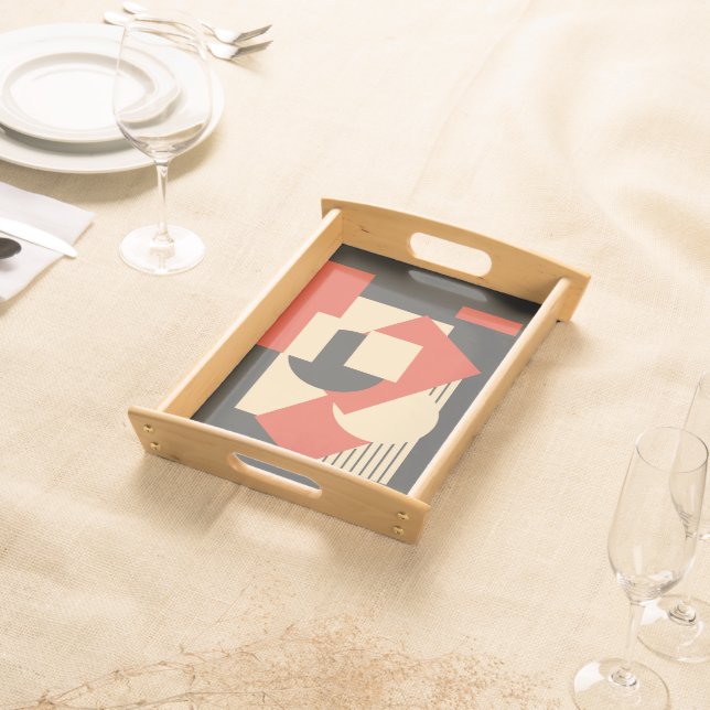 Geometrical abstract art deco mash-up serving tray (Front)