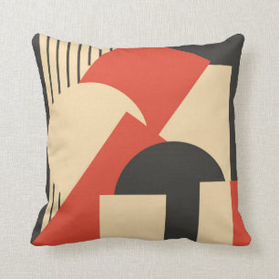 Geometrical abstract art deco mash-up throw pillow
