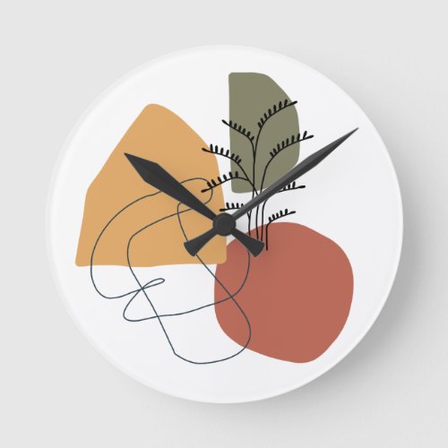 Geometrical Abstract Minimal Modern Pastel Round Clock