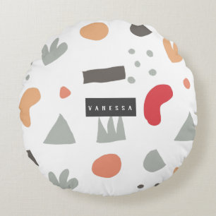 Geometrical,abstract,minimal,modern,pastel Round P Pillow