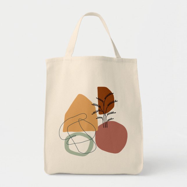 Geometrical Abstract Minimal Modern Pastel Tote Bag (Front)