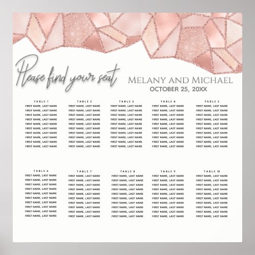 Geometrical abstract rose gold glitter calligraphy poster