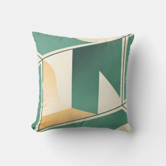 geometrical boho chic sage green minimalist throw pillow