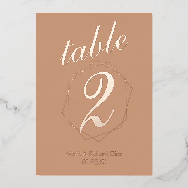 Geometrical Border Pressed  Foil Table Number (Front)
