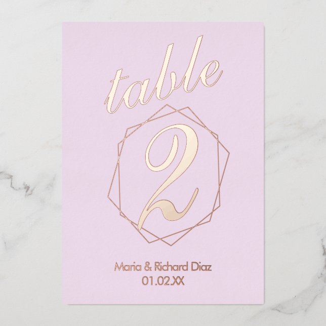 Geometrical Border Pressed  Foil Table Number (Front)