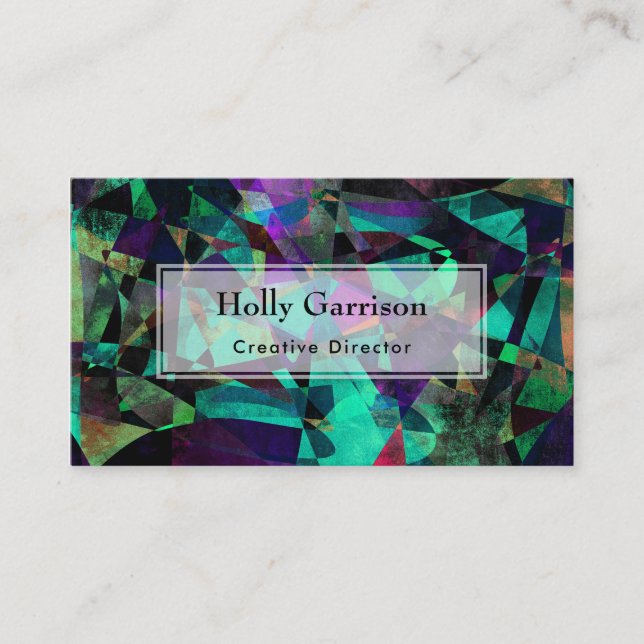 Geometrical, Colorful, Grungy Abstract Art Business Card (Front)