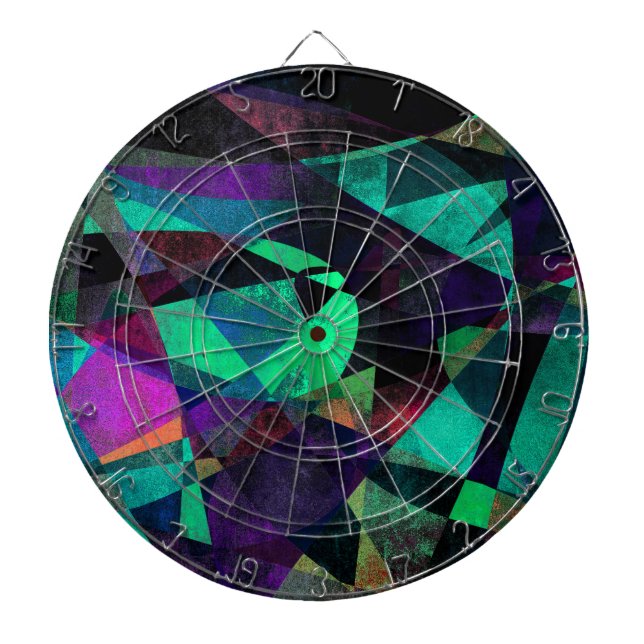 Geometrical, Colorful, Grungy Abstract Art Dartboard (Front)