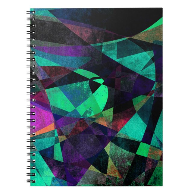 Geometrical, Colorful, Grungy Abstract Art Notebook (Front)
