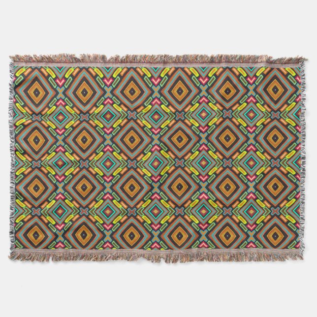 Geometrical Colorful Unique Pattern Throw Blanket (Front)
