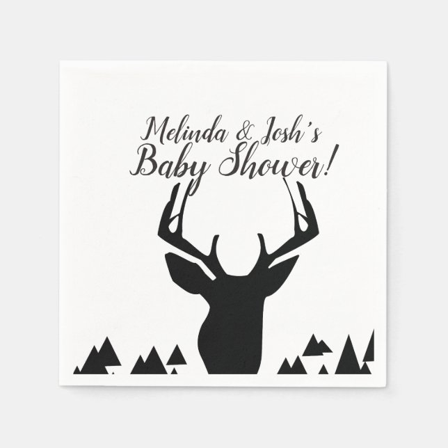 Geometrical Deer Hunter Theme Birthday Napkins (Front)