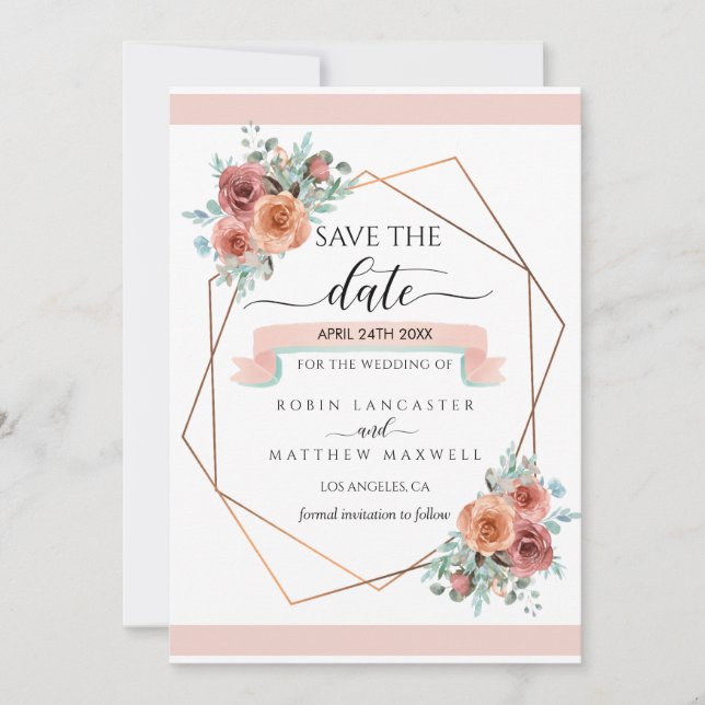 Geometrical Ethereal Floral, Save the Date Card (Front)