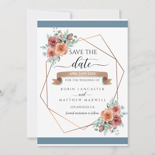 Geometrical Ethereal Floral, Wedding Save the Date Announcement (Front)