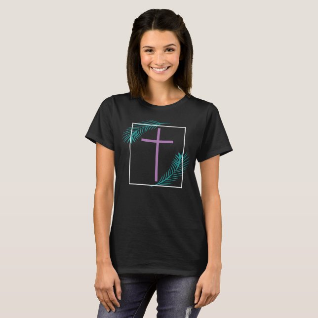 Geometrical Faith Cross Christian Tropical T-Shirt (Front Full)