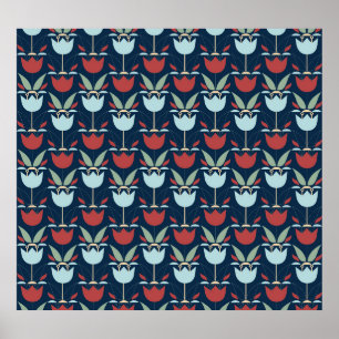 Geometrical Flower: Multi-Colored Vintage Ornament Poster