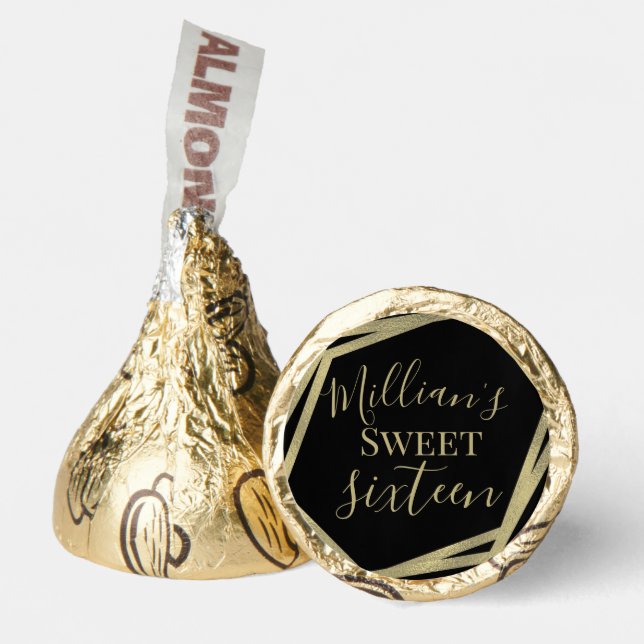 Geometrical Gold Sweet Sixteen Personalized  Hershey®'s Kisses® (Front)