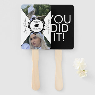 Geometrical Graduation Day College Career Photo Hand Fan