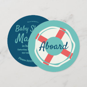 Geometrical Life Save Ring Nautical Baby Shower Invitation
