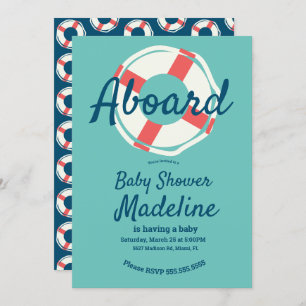 Geometrical Life Save Ring Nautical Baby Shower Invitation