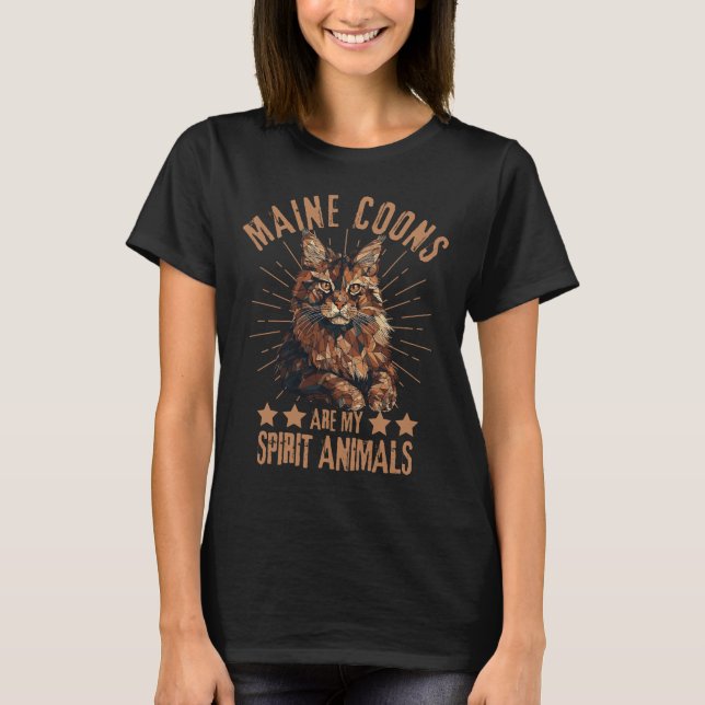 Geometrical Maine-coon cat T-Shirt (Front)