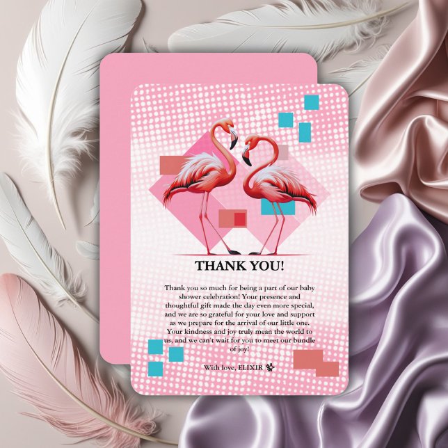 Geometrical Modern Flamingo Baby Shower Thank You Card (Creator Uploaded)