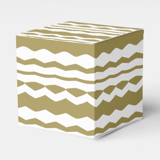 Geometrical ornamental beige & white favor boxes (Front Side)