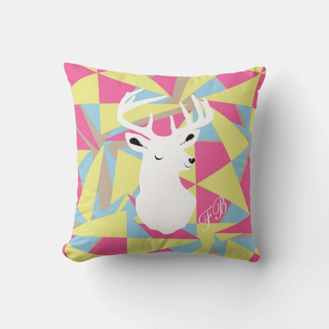 Geometrical Pattern Stags Head Funky Pillows (Front)