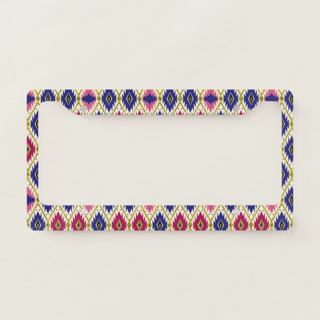 Geometrical Patterns: Traditional Textile Illustra License Plate Frame (Front)