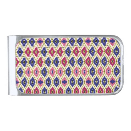 Geometrical Patterns Traditional Textile Illustra Silver Finish Money Clip