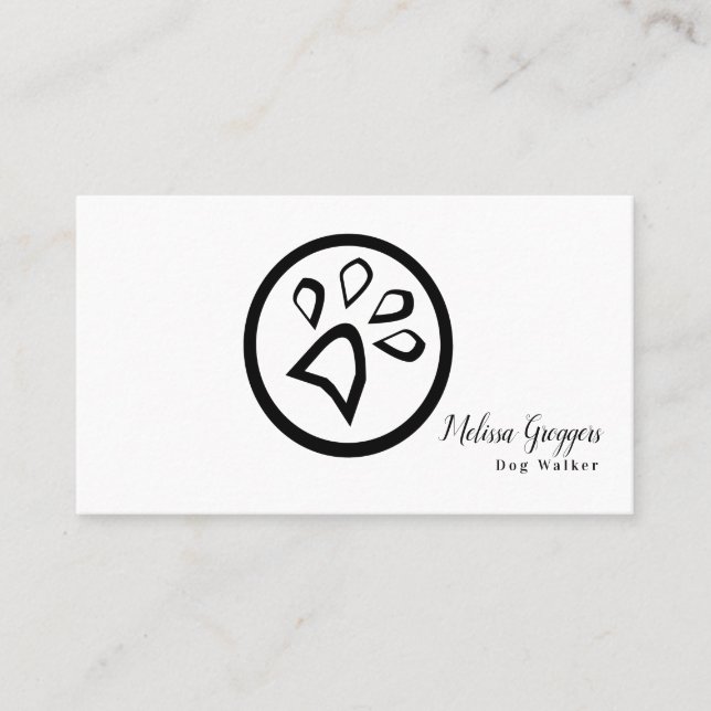 Geometrical Pet Dog Walker Paw Logo Business Card (Front)