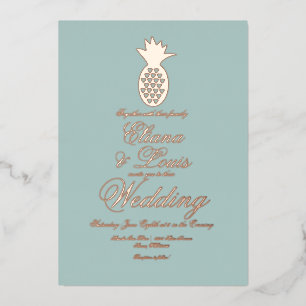 Geometrical Pineapple Wedding Pressed Foil Invitation