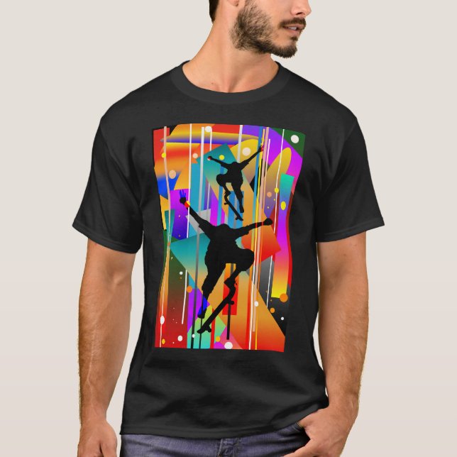 Geometrical Shape Abstract Skateboarding T-Shirt (Front)